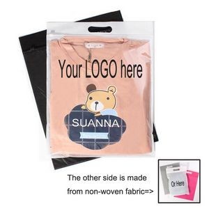 Custom Plastic And Non Woven Clothes Packaging Bag With Slide Zipper Transparent Clothing Bag With H