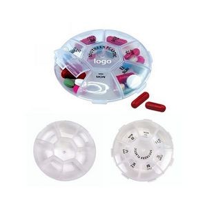 Round 7 Day Pill Case Or Pill Box With 7 Compartments