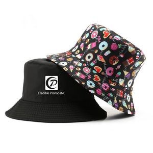 This reversible bucket hat features full color sublimation on the exterior side as well as on the in