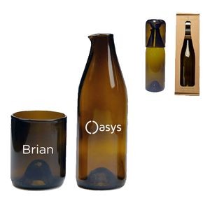 Nesting Carafe and Glass set by Refresh Glass made from rescued wine bottles