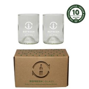 12oz Refresh Glass 2 Pack of glasses made from rescued wine bottles