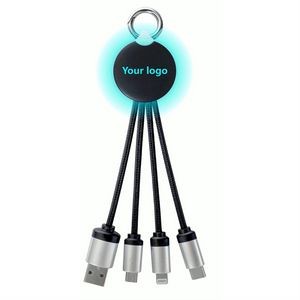 3-in-1 Charging Cable w/Light Keychain
