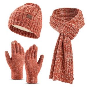Winter Warmer Knit Hat Scarf Touchscreen Gloves Set