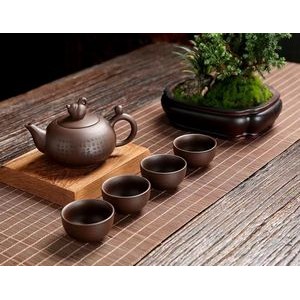 Handmade Purple Clay Teapot Gift Set
