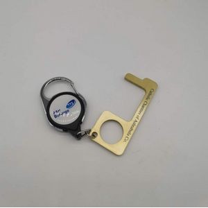 No-touch door Clean key with badge reel key chain