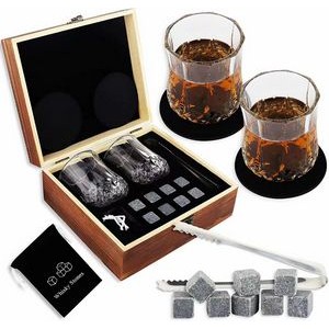 Whiskey Glass and Natural Stones Gift Set