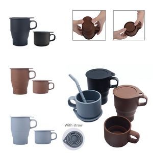 Collapsible Silicone Coffee Mug Cup With Straw