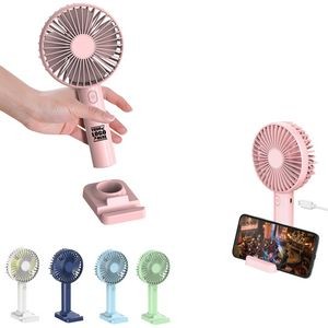 Round Handheld Fan With Phone Stand