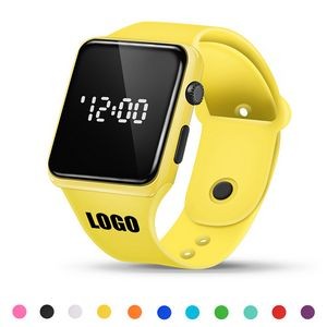Sports Watch With White Digital Square Dial