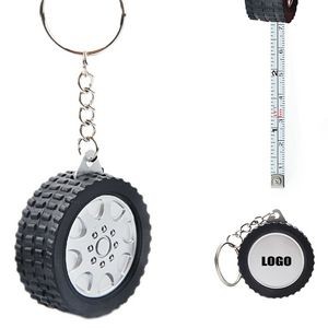 Tire Shaped Tape Ruler Keychain
