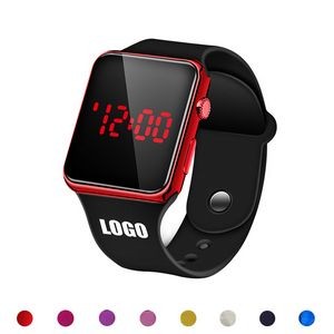 Elegant Sports Watch With Red Digital Square Dial