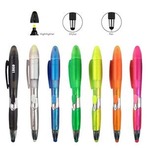 Translucent Barrel Pen With Highlighter And Stylus