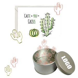 Cactus Shaped Paper Clips in Tin Box