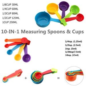 Assorted Color 10 IN 1 Measuring Cup And Spoon Set