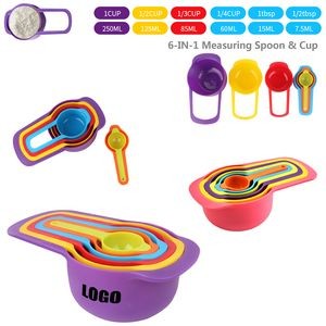 Assorted Colors 6 IN 1 Measuring Cup And Spoon Set