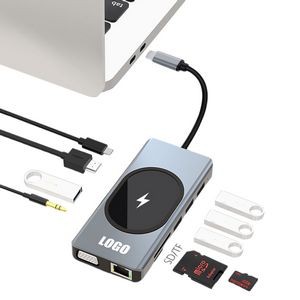 Wireless Charging USB-C Type C Hub Adapter 11 in 1