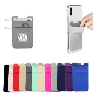Dual Pockets Elastic Phone Pouch Card Holder With Lid