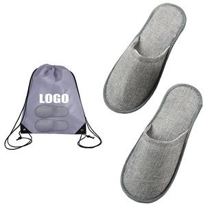 Closed Strap Linen Travel Slipper w/Backpack