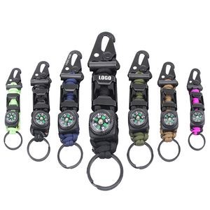 Key Chain Rope With Flint Bottle Opener Compass