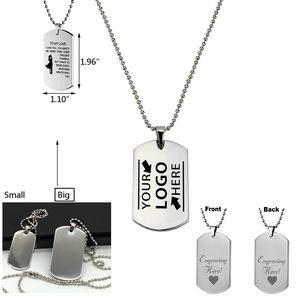 Big Size Dog Tag on Beaded Chain