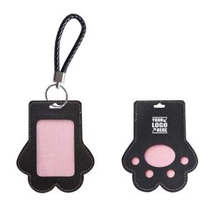 Paw Shaped PU Leather Card Holder With Keychain
