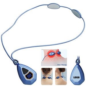 Lanyard Rechargeable Electric Pulse Neck Massager w/Heat Therapy