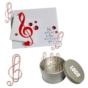 Music Clef Shaped Paper Clips In Tin Box