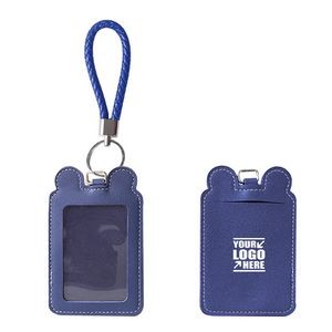 Round Ears PU Leather Card Case With Keychain