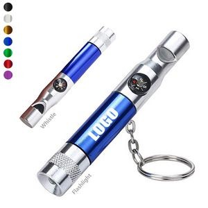 4 In 1 Led Compass Keychain With Whistle