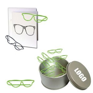 Glasses Shaped Paper Clips in Tin Box