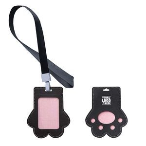Paw Shaped PU Leather Card Holder With Lanyard