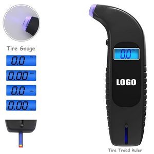 LED Nozzle Digital Tire Pressure Gauge With Tread Depth Ruler