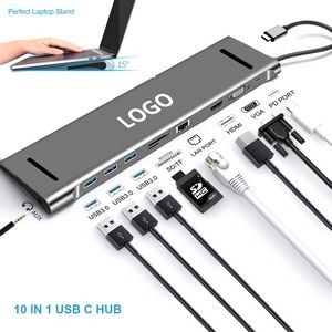 10 in 1 Multi Port USB-C Type C Hub Dock Adapter