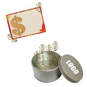 Money Dollar Shaped Paper Clips in Tin Box