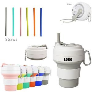 350ml Silicone Collapsible Cup With Straw