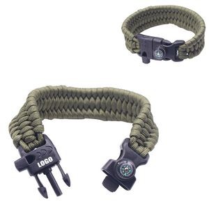 Paracord Rope Bracelet With Whistle and Flint