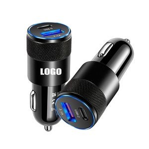 Round 2 IN 1 USB Type C Adapter Car Charger