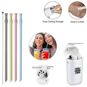 Foldable Silicone Straw With Key Chain