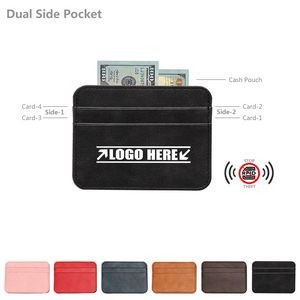 RFID Blocking 2 Sides PU Leather Card Holder Wallet