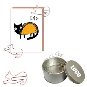 Cat Shaped Paper Clips in Tin Box