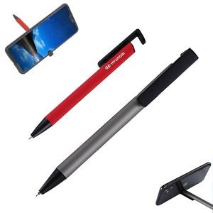 Matte Barrel Metal Pen With Phone Stand