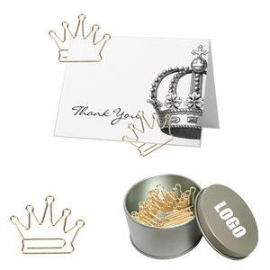 Crown Shaped Paper Clips in Tin Box