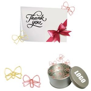 Tie Bow Shaped Paper Clips in Tin Box