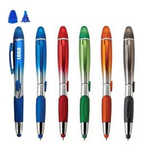Gradual Color Barrel Pen With Highlighter And Stylus