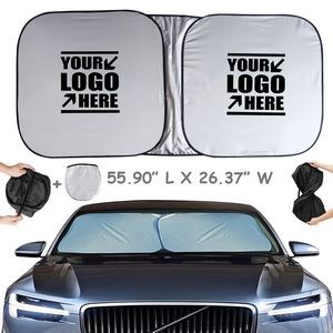 142x67 cm Dual Square Ring Foldable Car Windshield Sun Shade w/Pouch