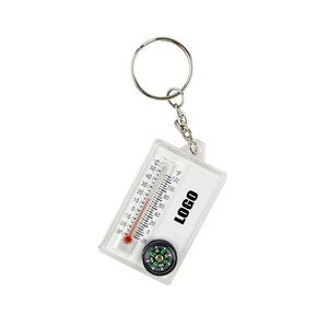 Rectangle Keychain Compass With Thermometer