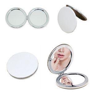 Round Double Sided Leather Case Compact Mirror