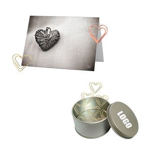 Heart Shaped Paper Clips In Tin Box
