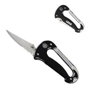 Carabiner Serrated Knife With Compass