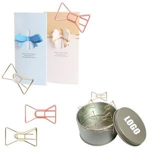 Bow Tie Shaped Paper Clips In Tin Box